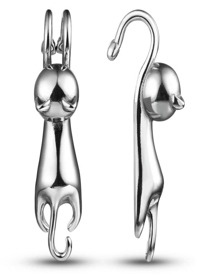 Earblity 1 Pair ear weight Cute Cat Dangle gauges for ear lobe 2g(6mm) Dangle Ear Tunnels Plugs 316 Stainless Steel silver Ear Weight Plugs Hypoallergenic expander Piercing Body Jewelry - Image 1